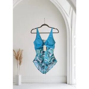 🇺🇦 NWT Blue Tropical One Piece Swimsuit X Large 🇺🇦